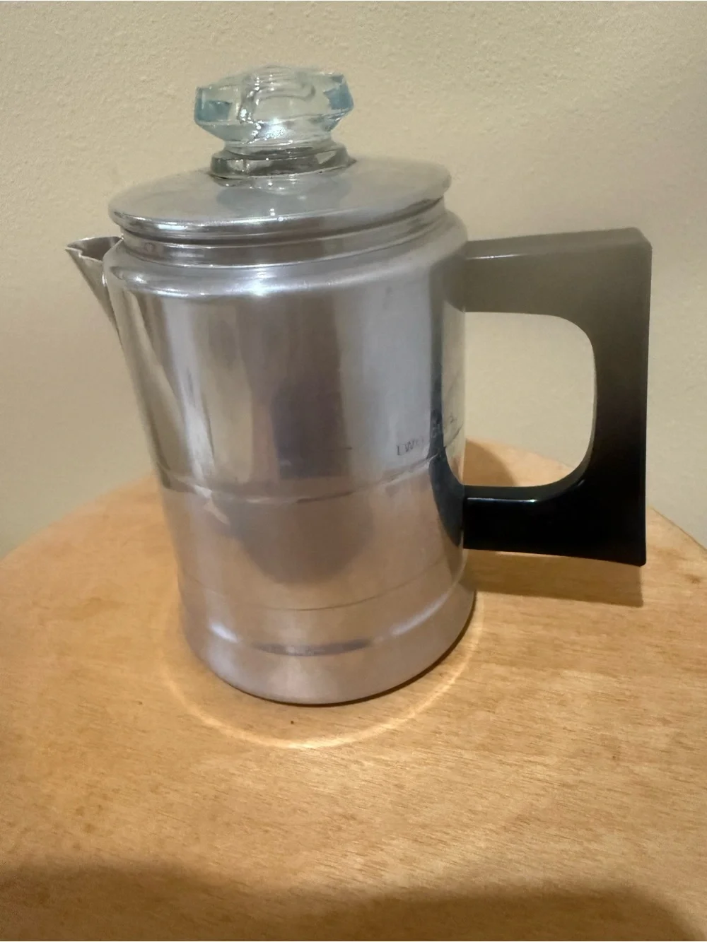 Classic Stainless Steel Coffee Percolator with Black Handle 2 cup comet